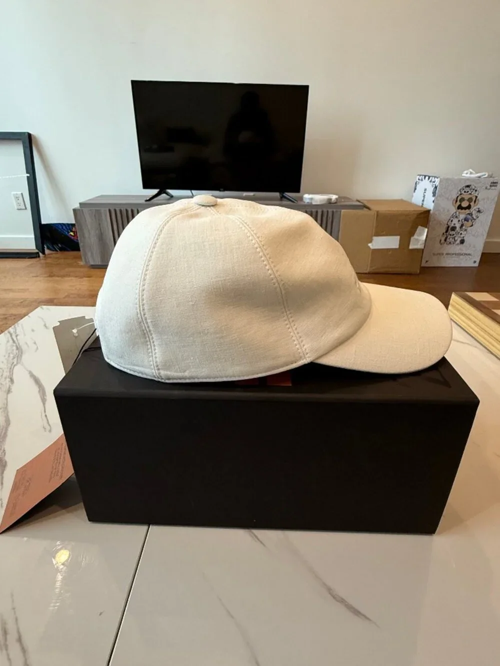 Zegna White Baseball Cap (SS26) Oasi Lino Large Limited Edition